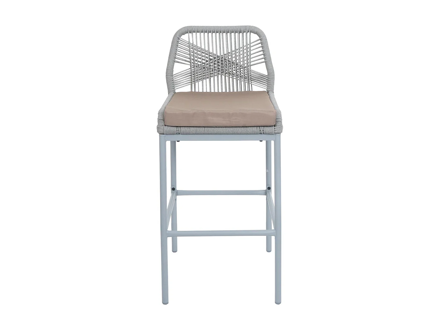 Tabouret de bar MCW-O21 (lot de 2),  gris clair, coussin taupe
