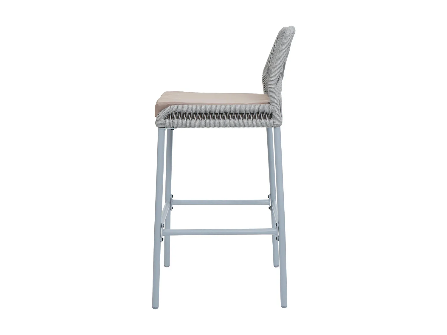 Tabouret de bar MCW-O21 (lot de 2),  gris clair, coussin taupe
