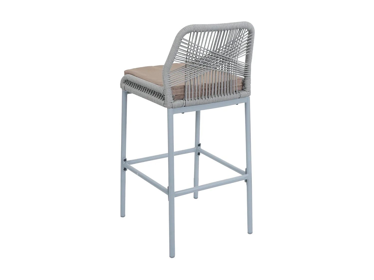 Tabouret de bar MCW-O21 (lot de 2),  gris clair, coussin taupe
