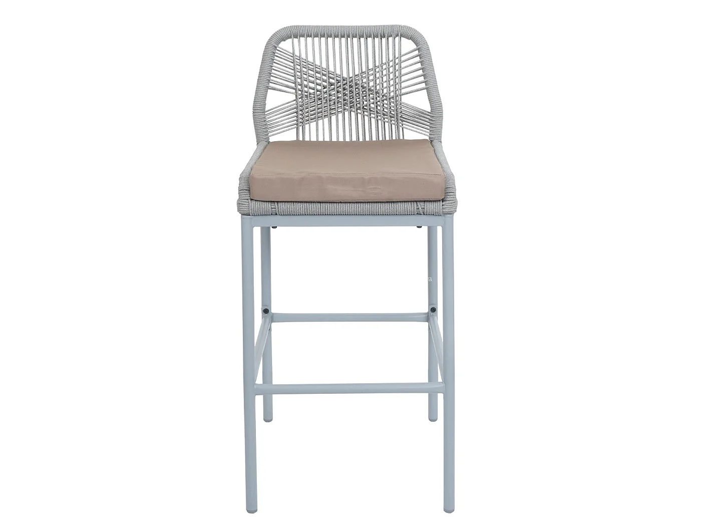 Tabouret de bar MCW-O21 (lot de 2),  gris clair, coussin taupe