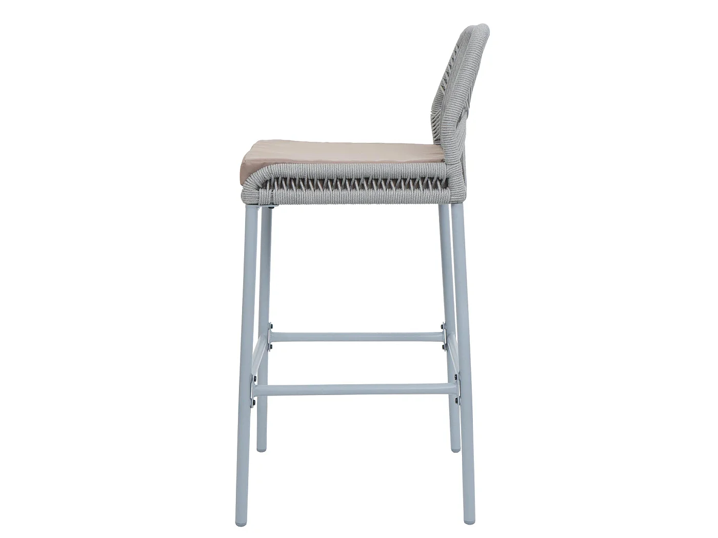 Tabouret de bar MCW-O21 (lot de 2),  gris clair, coussin taupe