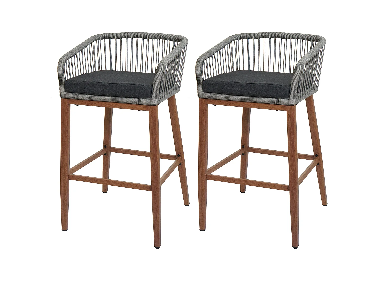 Barhocker MCW-O22 (2er-Set), Hellgrau, Kissen dunkelgrau