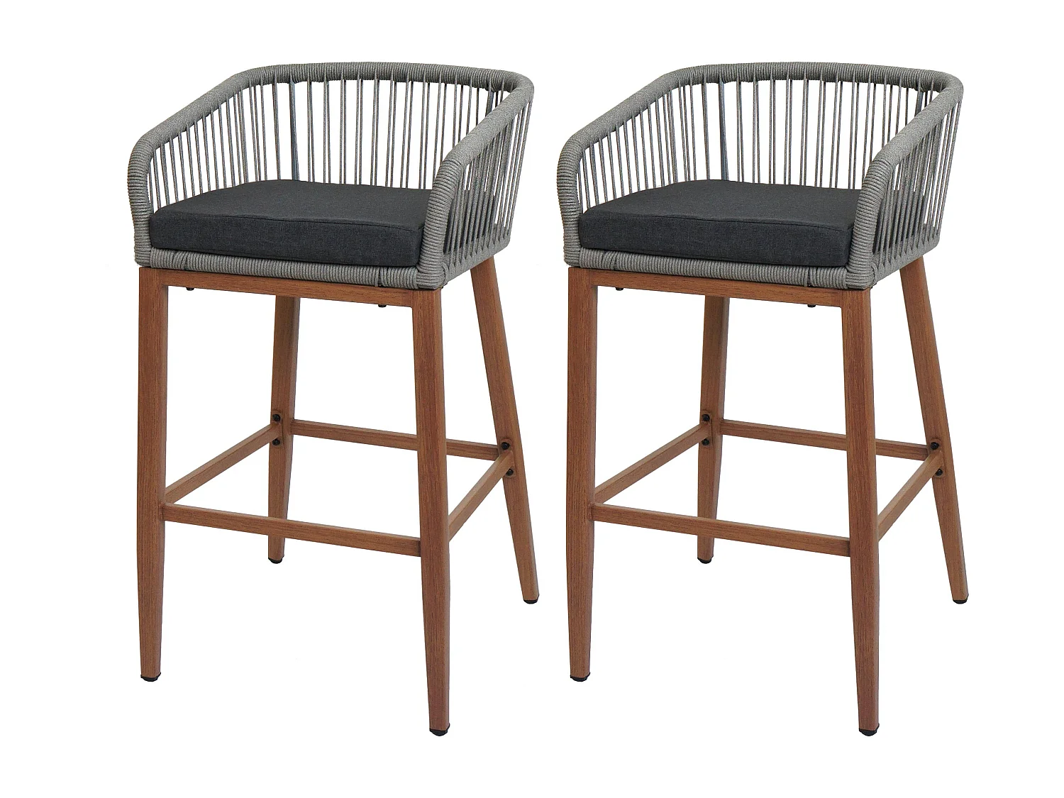 Barkruk MCW-O22 (set van 2),  lichtgrijs, donkergrijs kussen