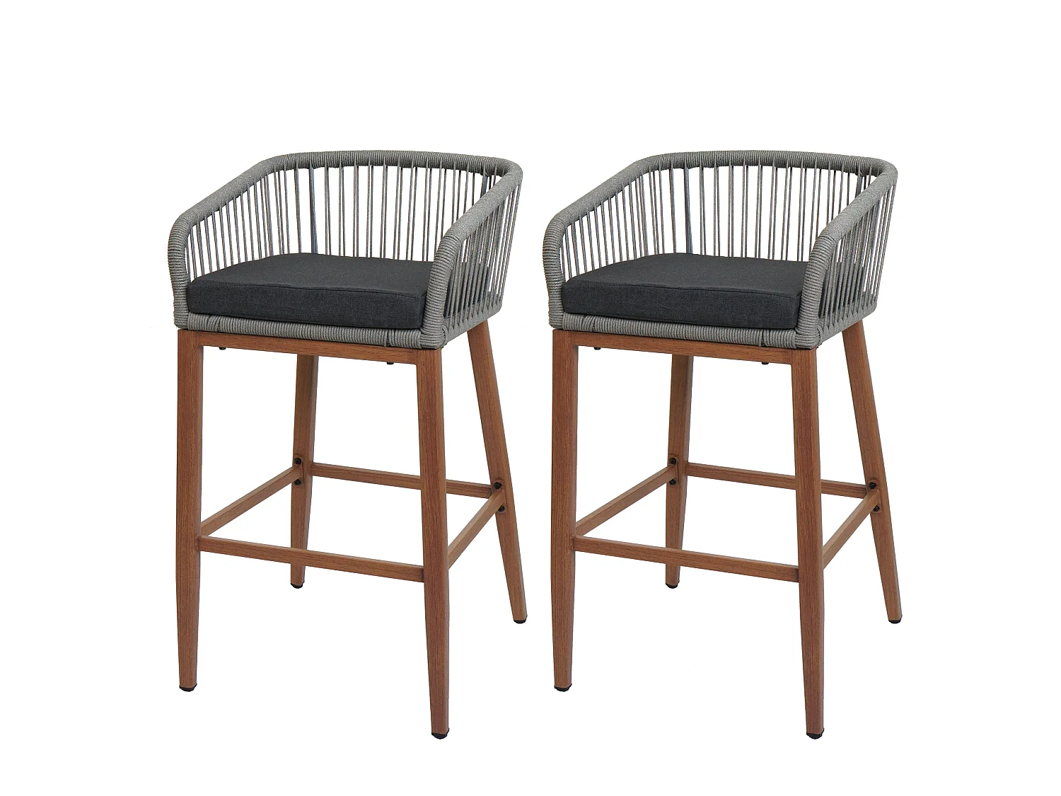 Stołek barowy MCW-O22 (zestaw 2 szt.),  jasnoszary, poduszka ciemnoszara