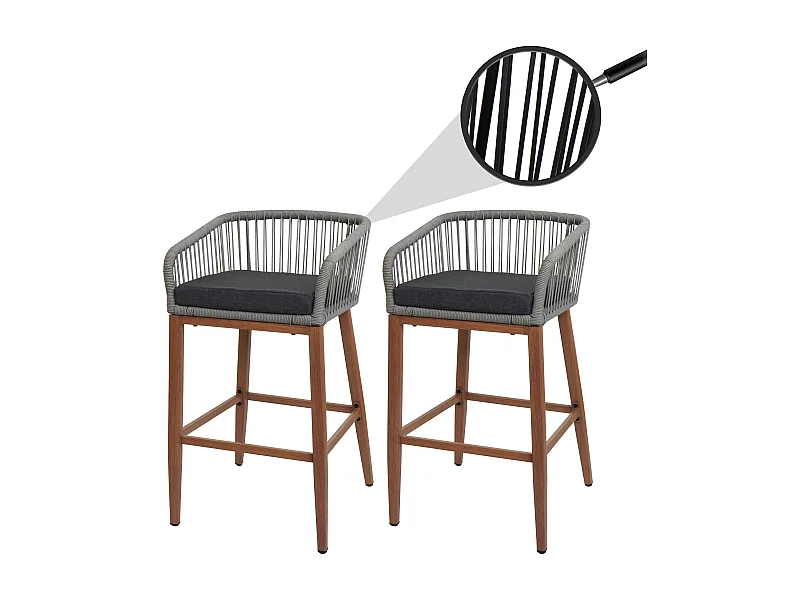 Stołek barowy MCW-O22 (zestaw 2 szt.),  jasnoszary, poduszka ciemnoszara