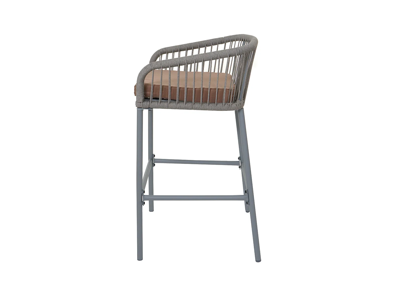 Barhocker MCW-O22 (2er-Set), Hellgrau, Kissen taupe