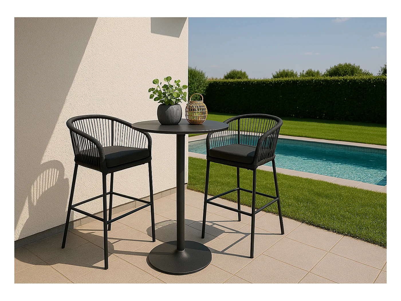 Tabouret de bar MCW-O22 (lot de 2),  gris clair, coussin taupe