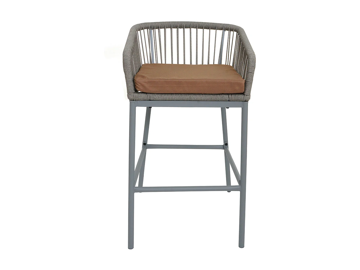 Tabouret de bar MCW-O22 (lot de 2),  gris clair, coussin taupe