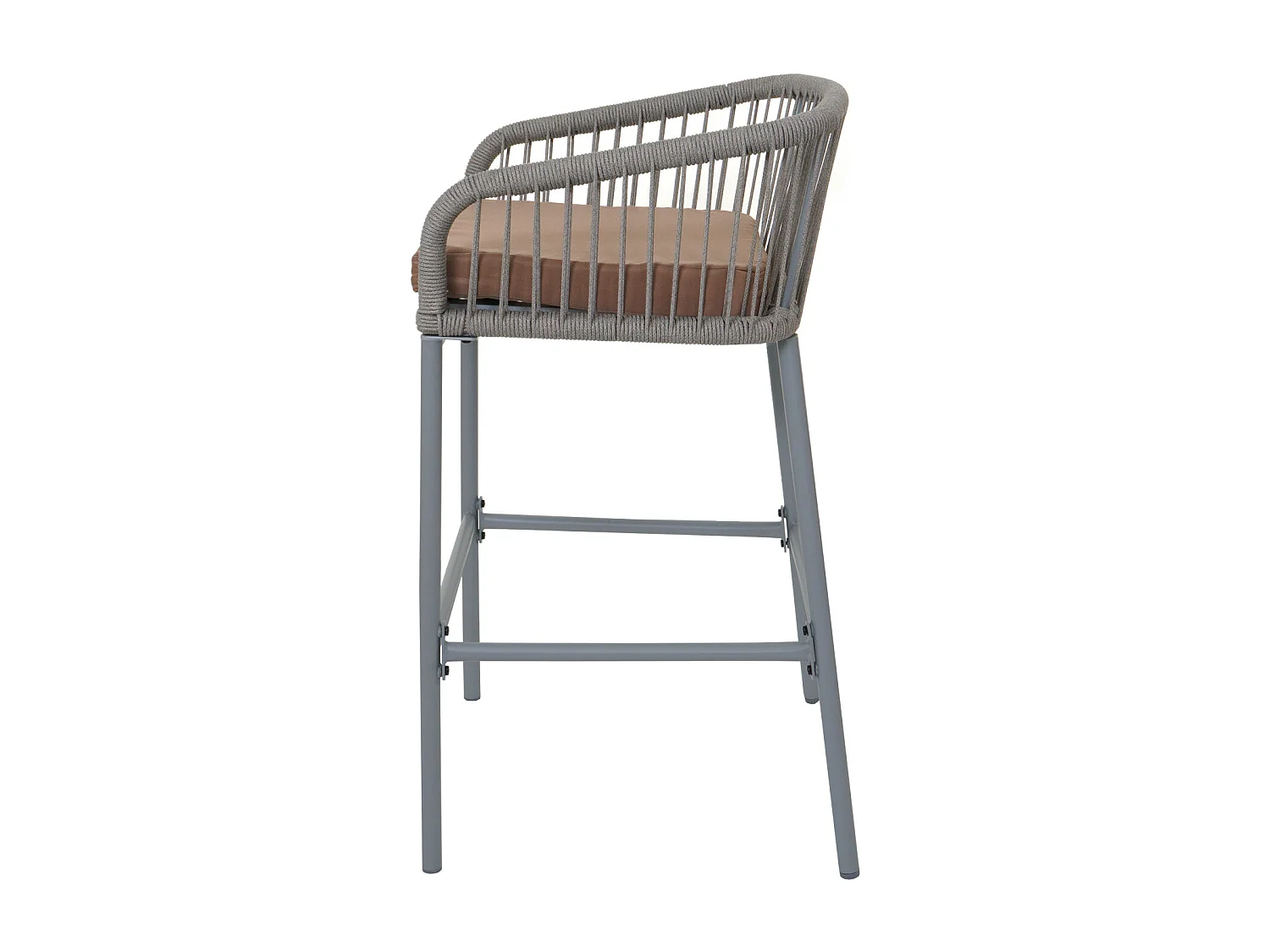 Tabouret de bar MCW-O22 (lot de 2),  gris clair, coussin taupe