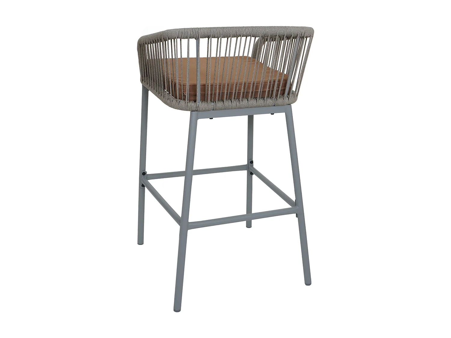 Tabouret de bar MCW-O22 (lot de 2),  gris clair, coussin taupe