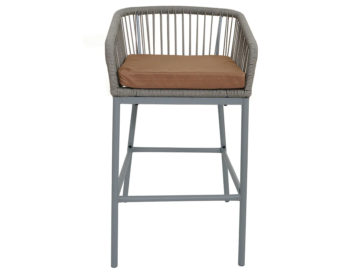 Tabouret de bar MCW-O22 (lot de 2),  gris clair, coussin taupe