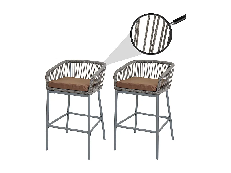 Barkruk MCW-O22 (set van 2),  lichtgrijs, kussen taupe