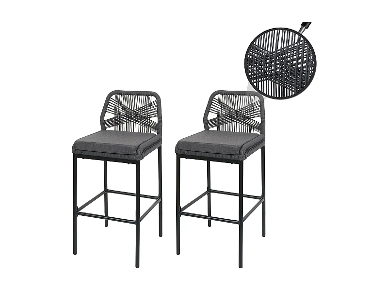 Stołek barowy MCW-O21 (zestaw 2 szt.),  antracyt, poduszka ciemnoszara