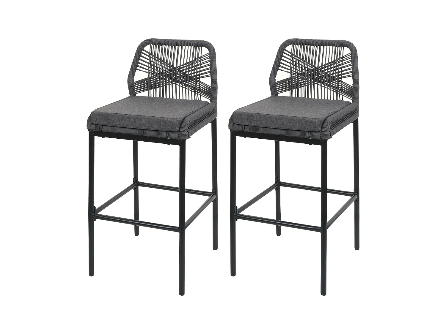 Barhocker MCW-O21 (2er-Set), Anthrazit, Kissen dunkelgrau