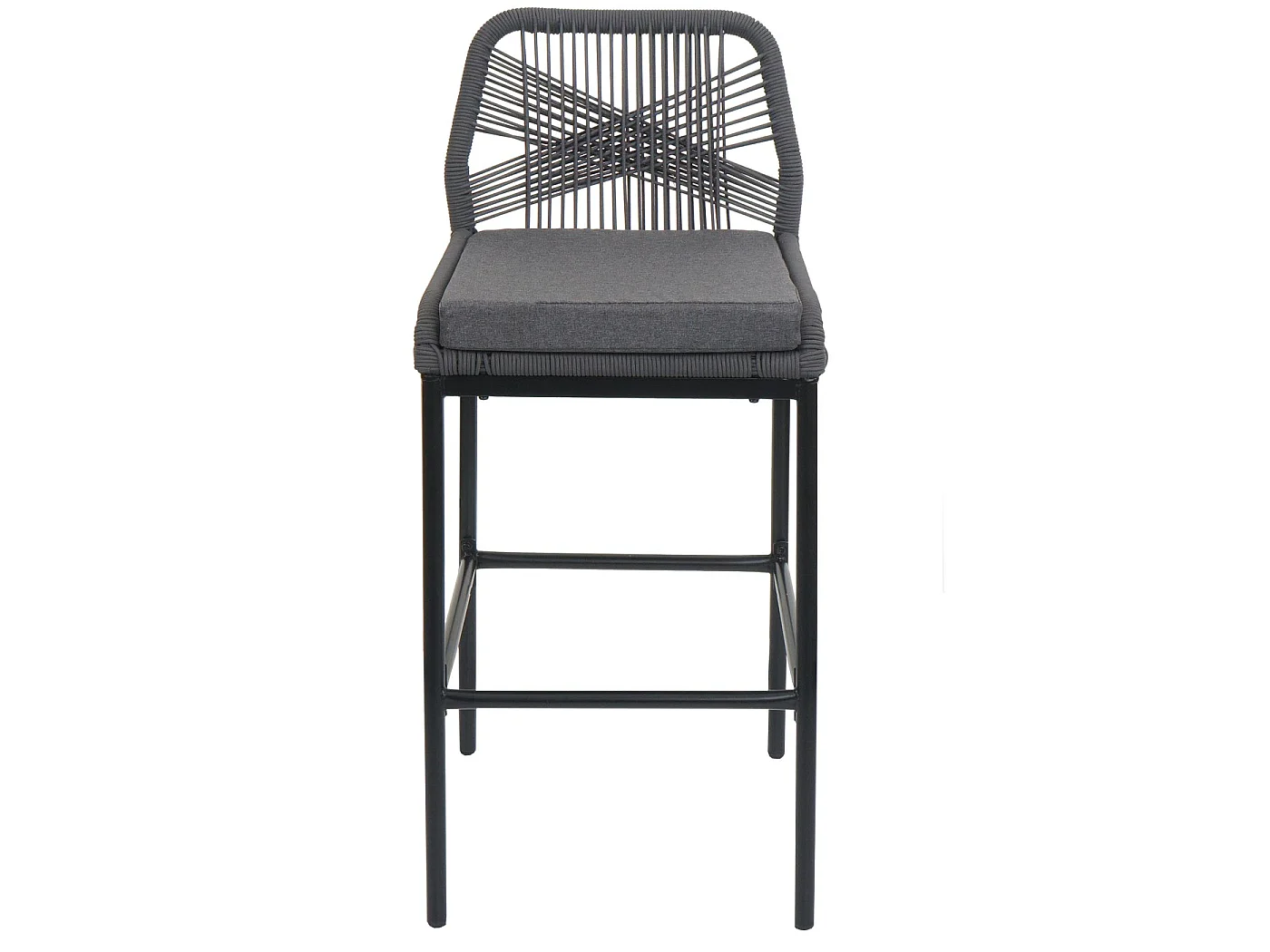 Tabouret de bar MCW-O21 (lot de 2),  anthracite, coussin gris foncé