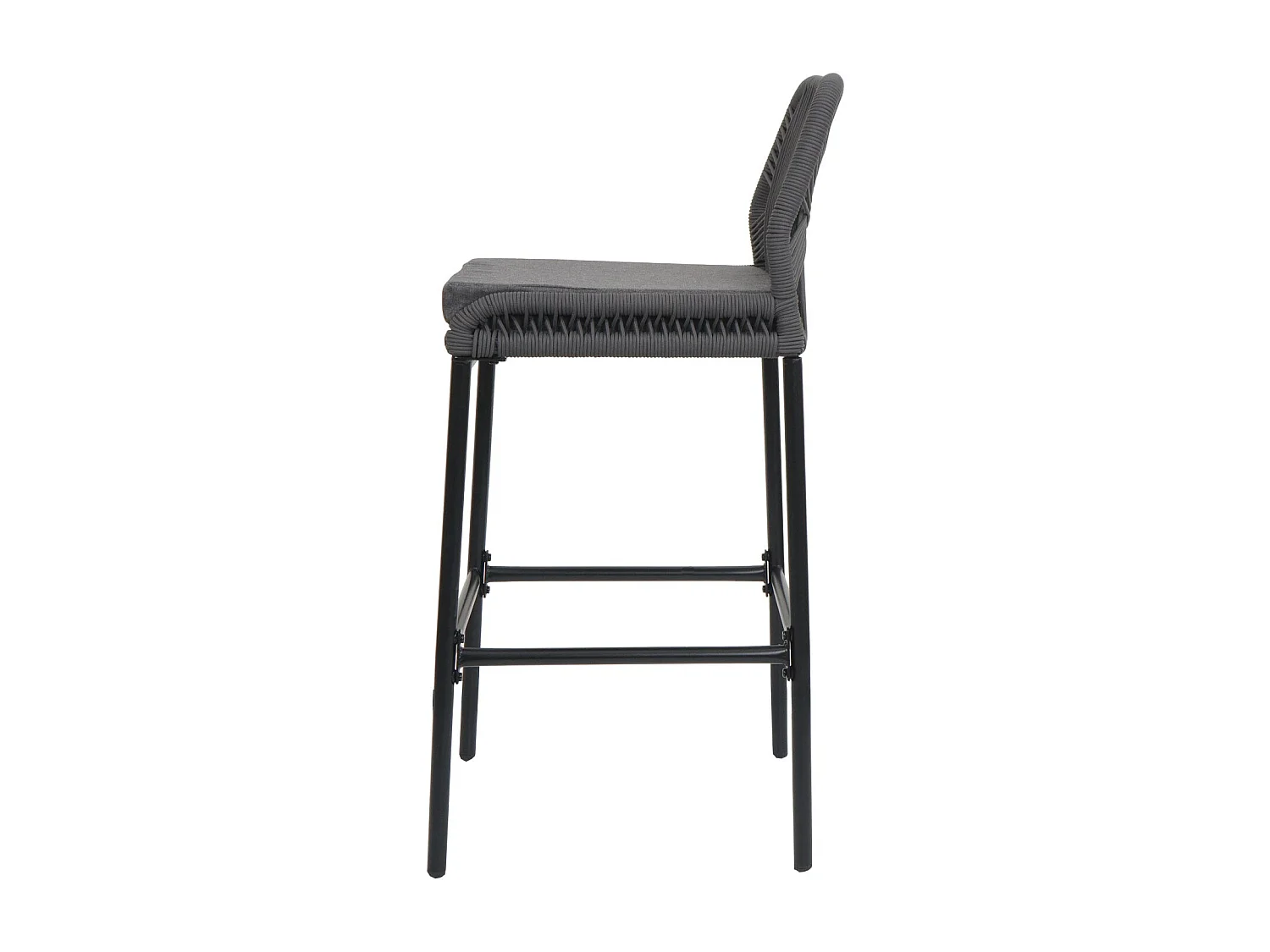 Tabouret de bar MCW-O21 (lot de 2),  anthracite, coussin gris foncé