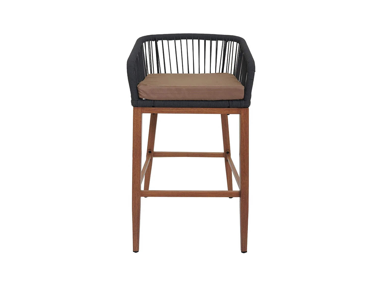 Tabouret de bar MCW-O22 (lot de 2),  anthracite, coussin taupe