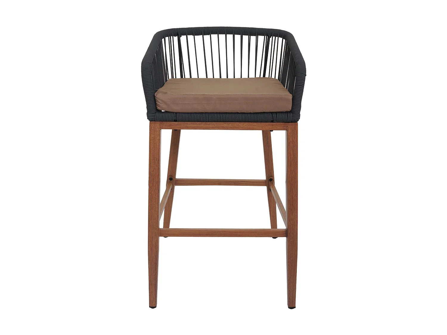 Tabouret de bar MCW-O22 (lot de 2),  anthracite, coussin taupe