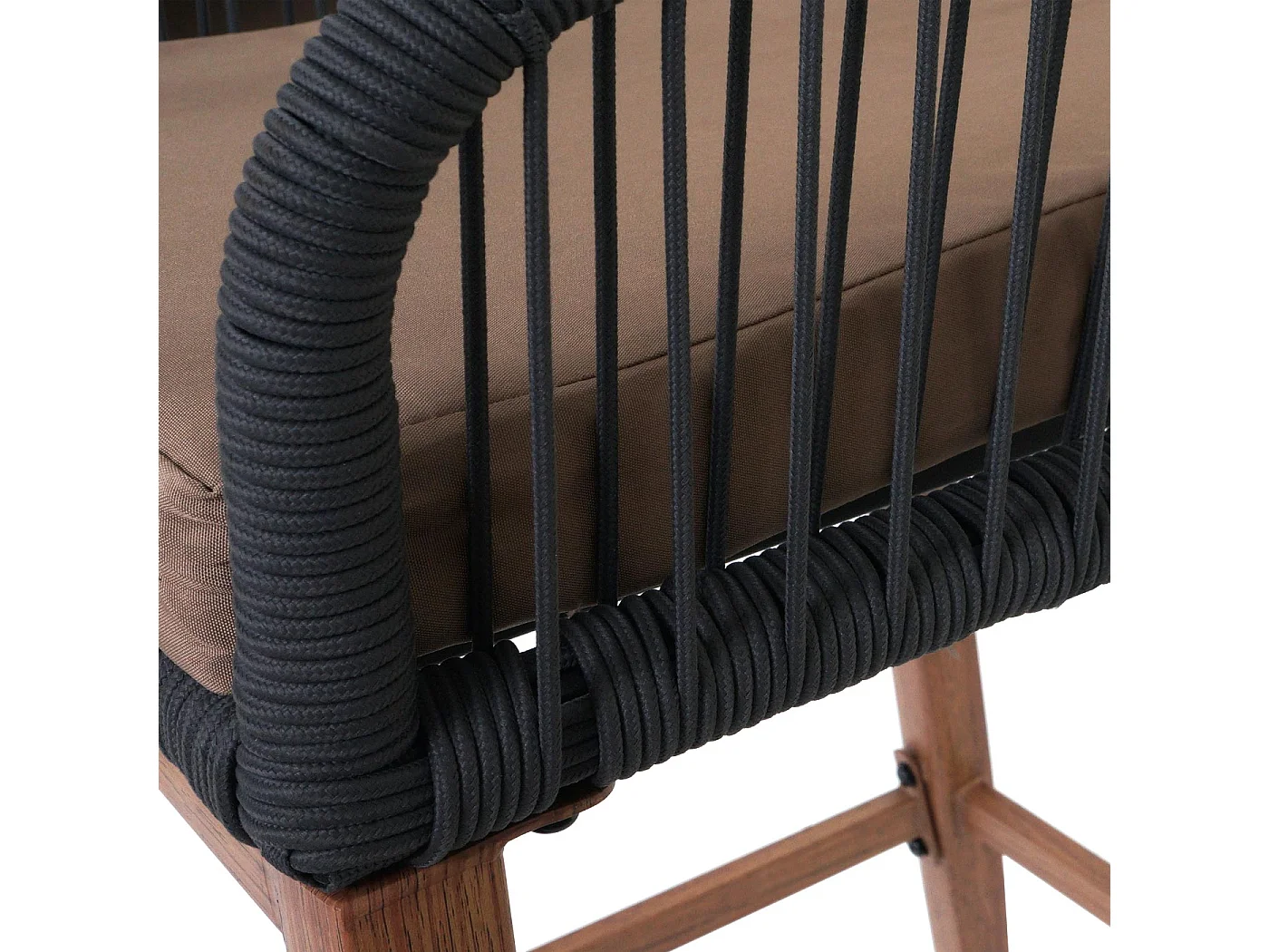 Tabouret de bar MCW-O22 (lot de 2),  anthracite, coussin taupe