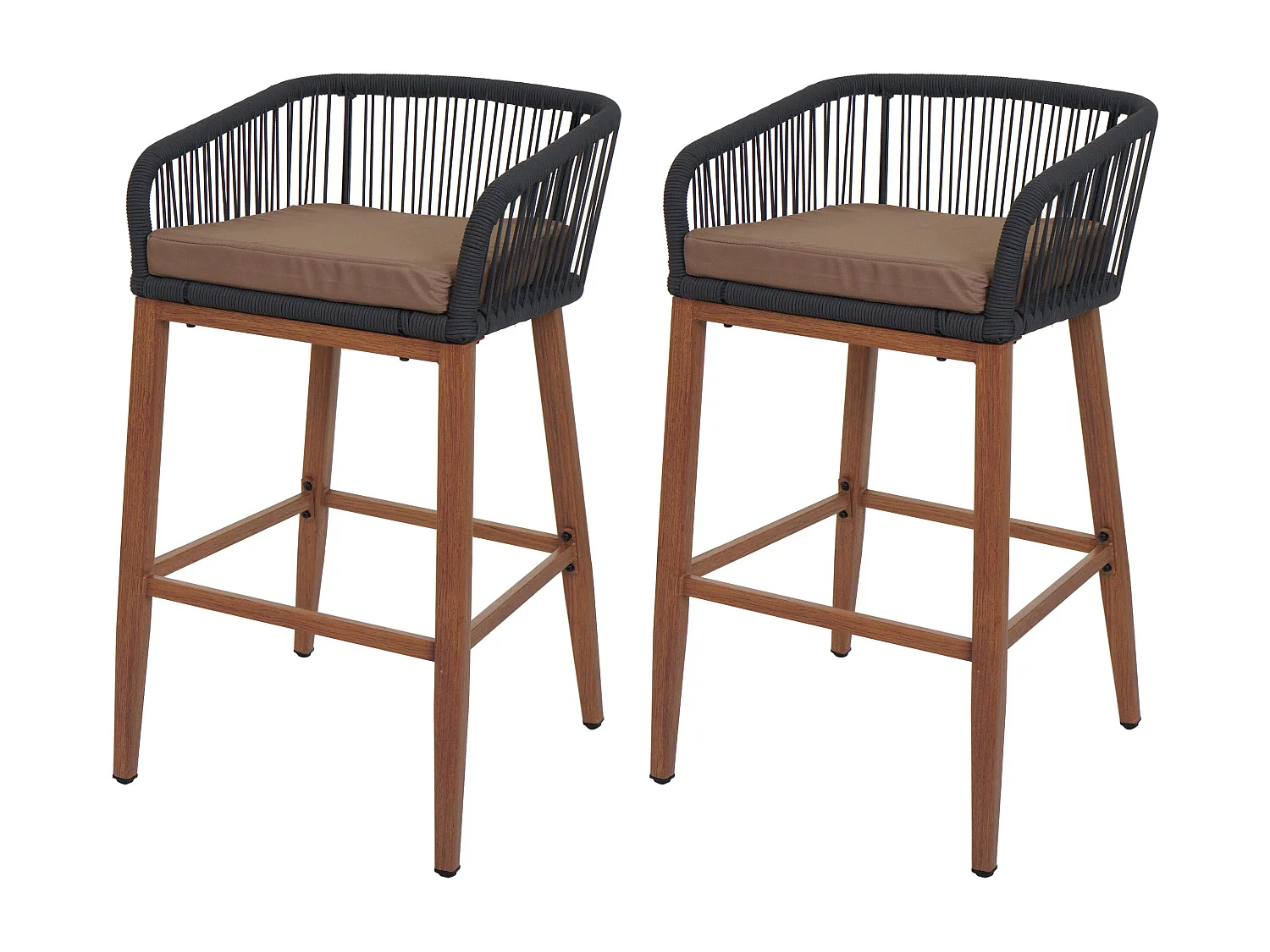 Barhocker MCW-O22 (2er-Set), Anthrazit, Kissen taupe