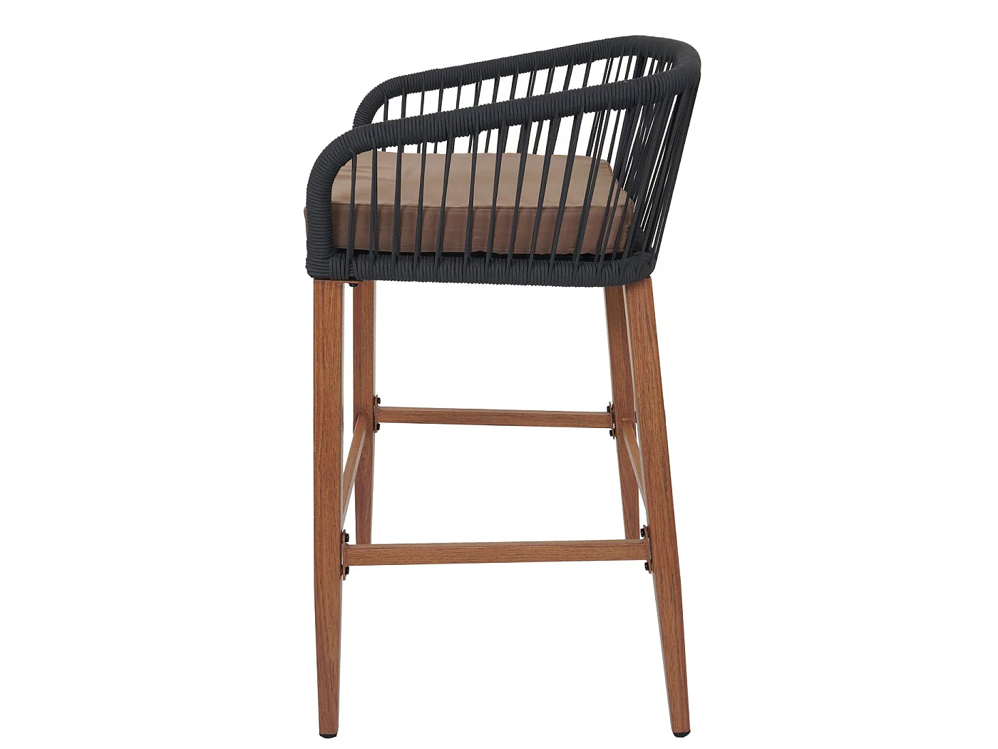 Barhocker MCW-O22 (2er-Set), Anthrazit, Kissen taupe