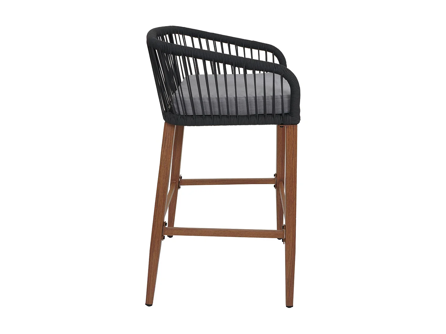 Barhocker MCW-O22 (2er-Set), Anthrazit, Kissen hellgrau