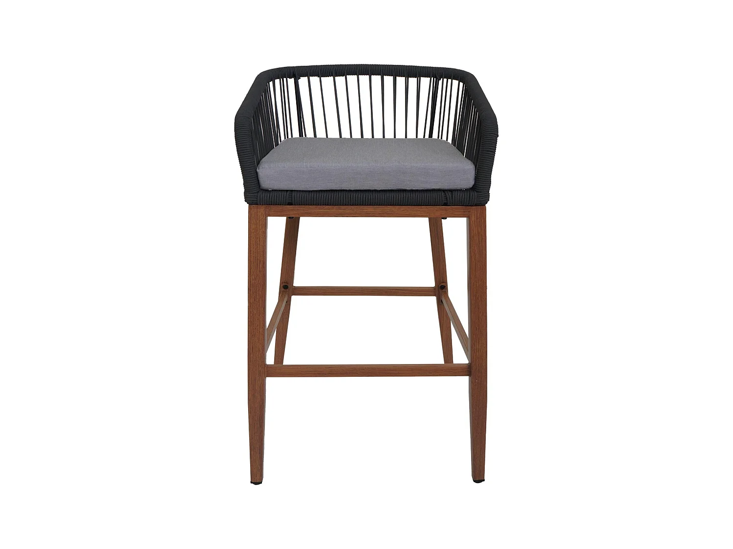 Tabouret de bar MCW-O22 (lot de 2),  anthracite, coussin gris clair