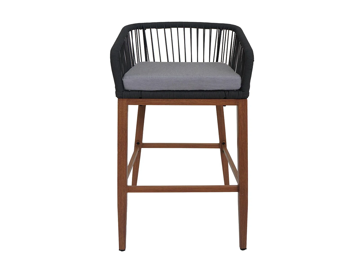 Tabouret de bar MCW-O22 (lot de 2),  anthracite, coussin gris clair