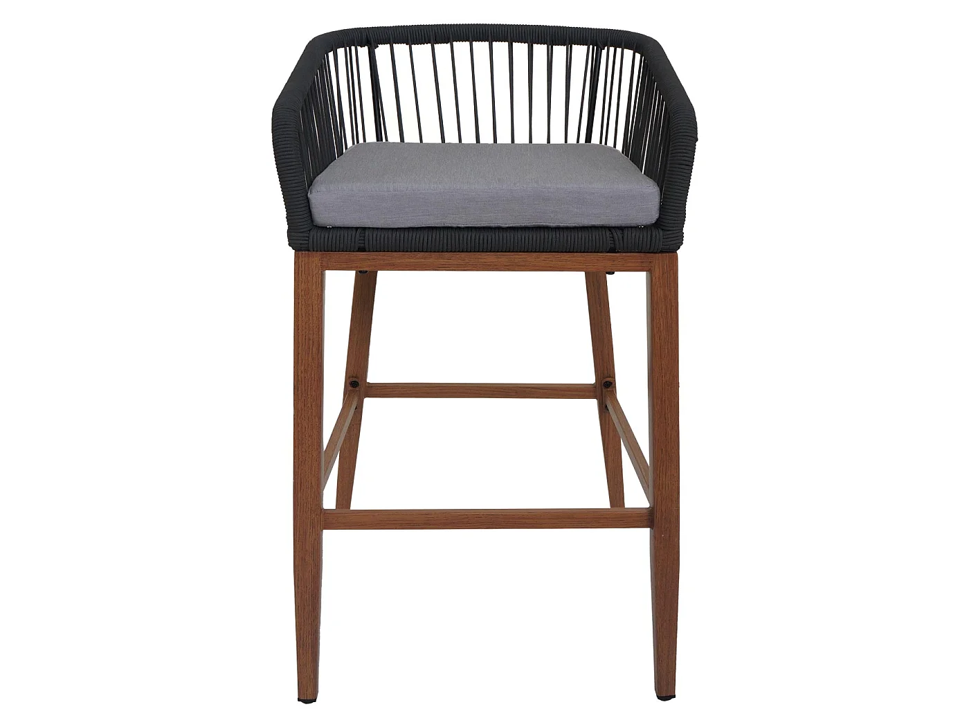 Barhocker MCW-O22 (2er-Set), Anthrazit, Kissen hellgrau