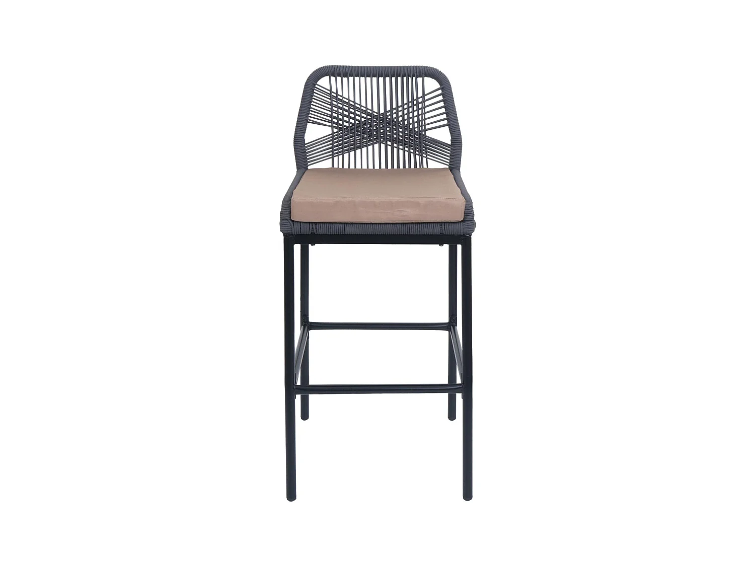 Barhocker MCW-O21 (2er-Set), Anthrazit, Kissen taupe