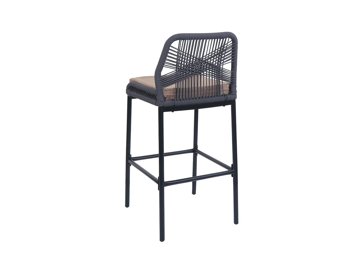 Tabouret de bar MCW-O21 (lot de 2),  anthracite, coussin taupe