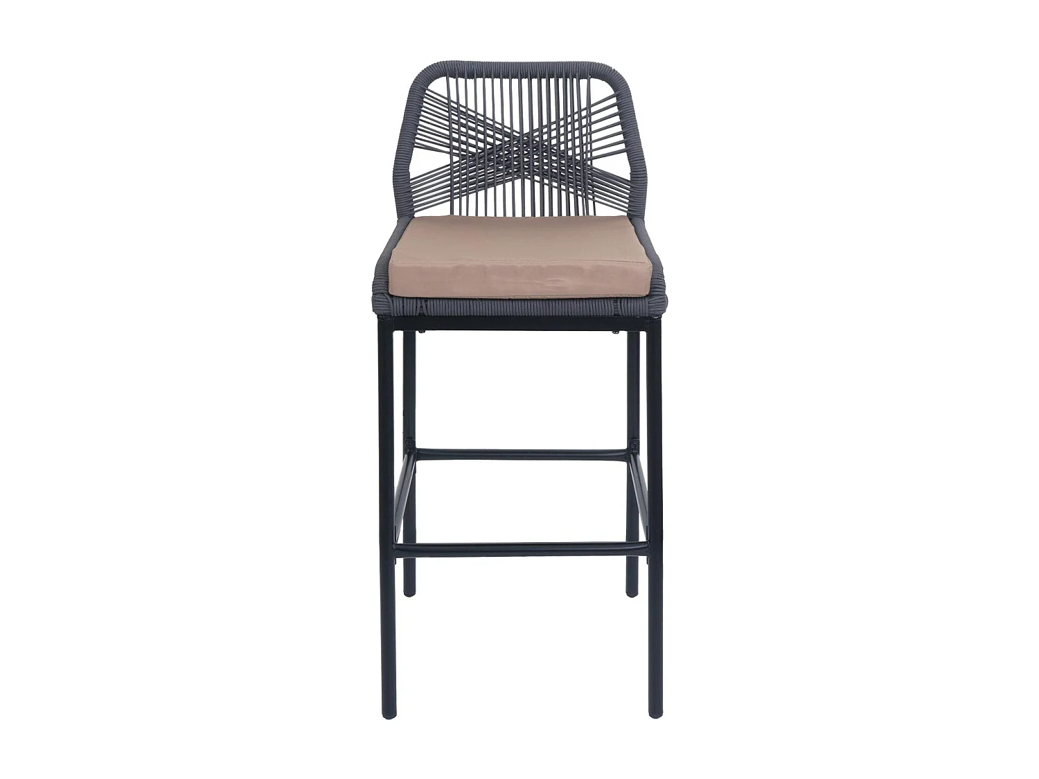 Tabouret de bar MCW-O21 (lot de 2),  anthracite, coussin taupe