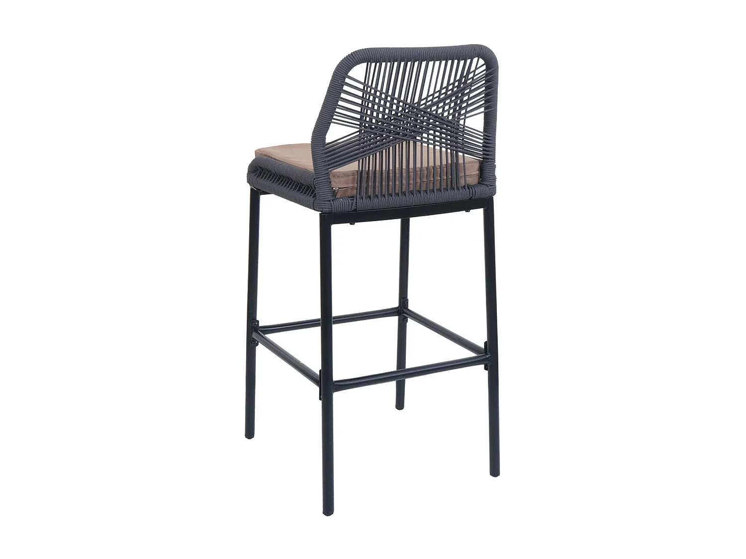 Tabouret de bar MCW-O21 (lot de 2),  anthracite, coussin taupe