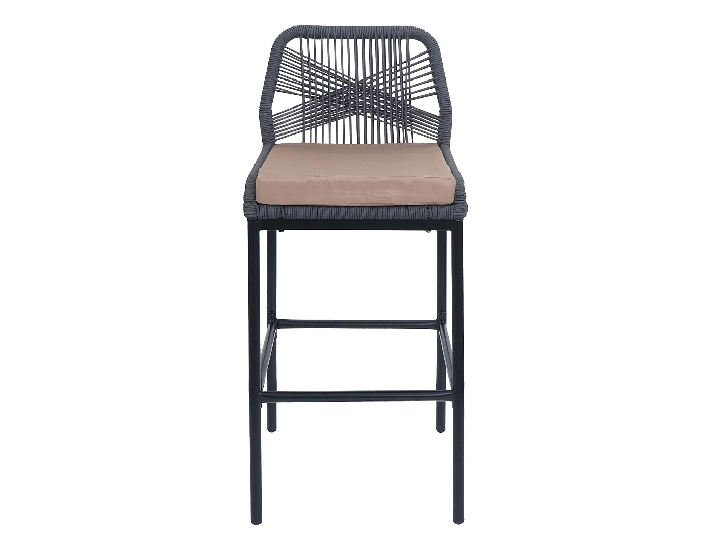Tabouret de bar MCW-O21 (lot de 2),  anthracite, coussin taupe