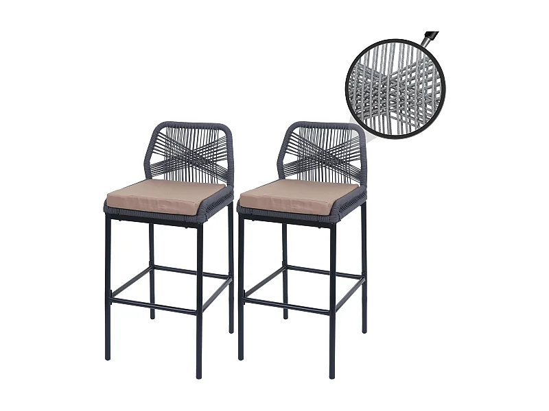 Banco de bar MCW-O21 (conjunto de 2),  antracite, almofada taupe