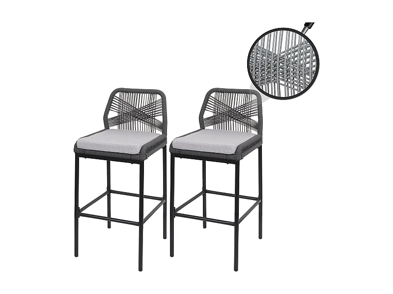 Stołek barowy MCW-O21 (zestaw 2 szt.),  antracyt, poduszka jasnoszara