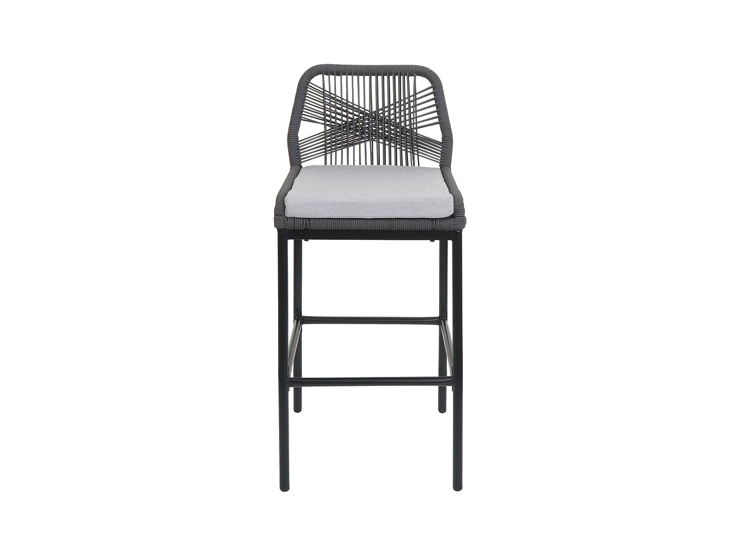 Barhocker MCW-O21 (2er-Set), Anthrazit, Kissen hellgrau