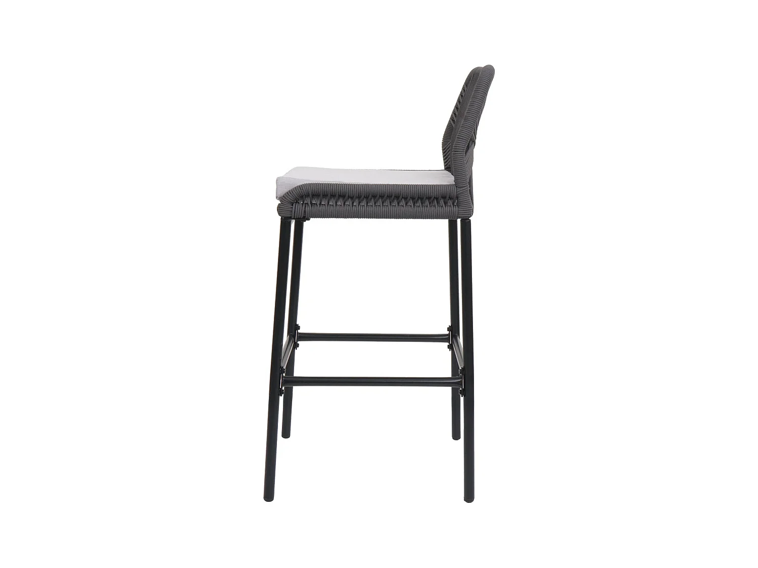 Barhocker MCW-O21 (2er-Set), Anthrazit, Kissen hellgrau