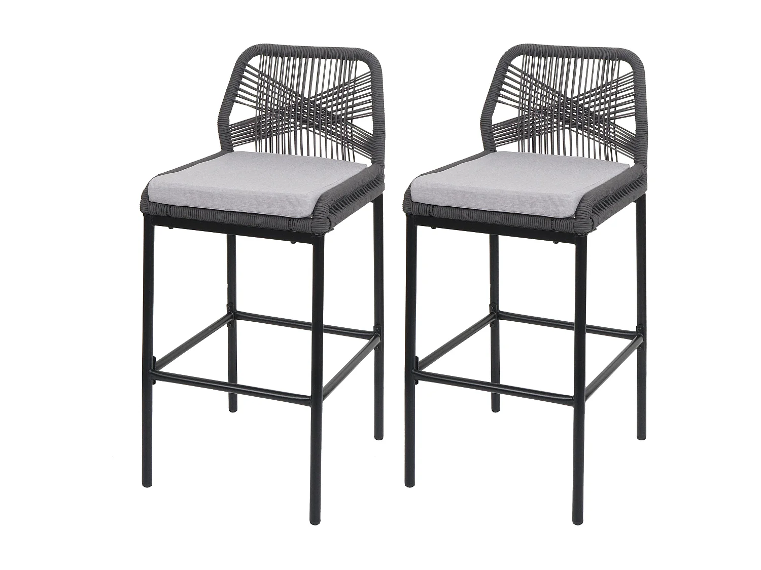 Barkruk MCW-O21 (set van 2),  antraciet, kussen lichtgrijs