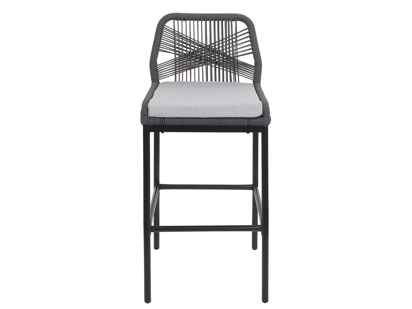 Tabouret de bar MCW-O21 (lot de 2),  anthracite, coussin gris clair