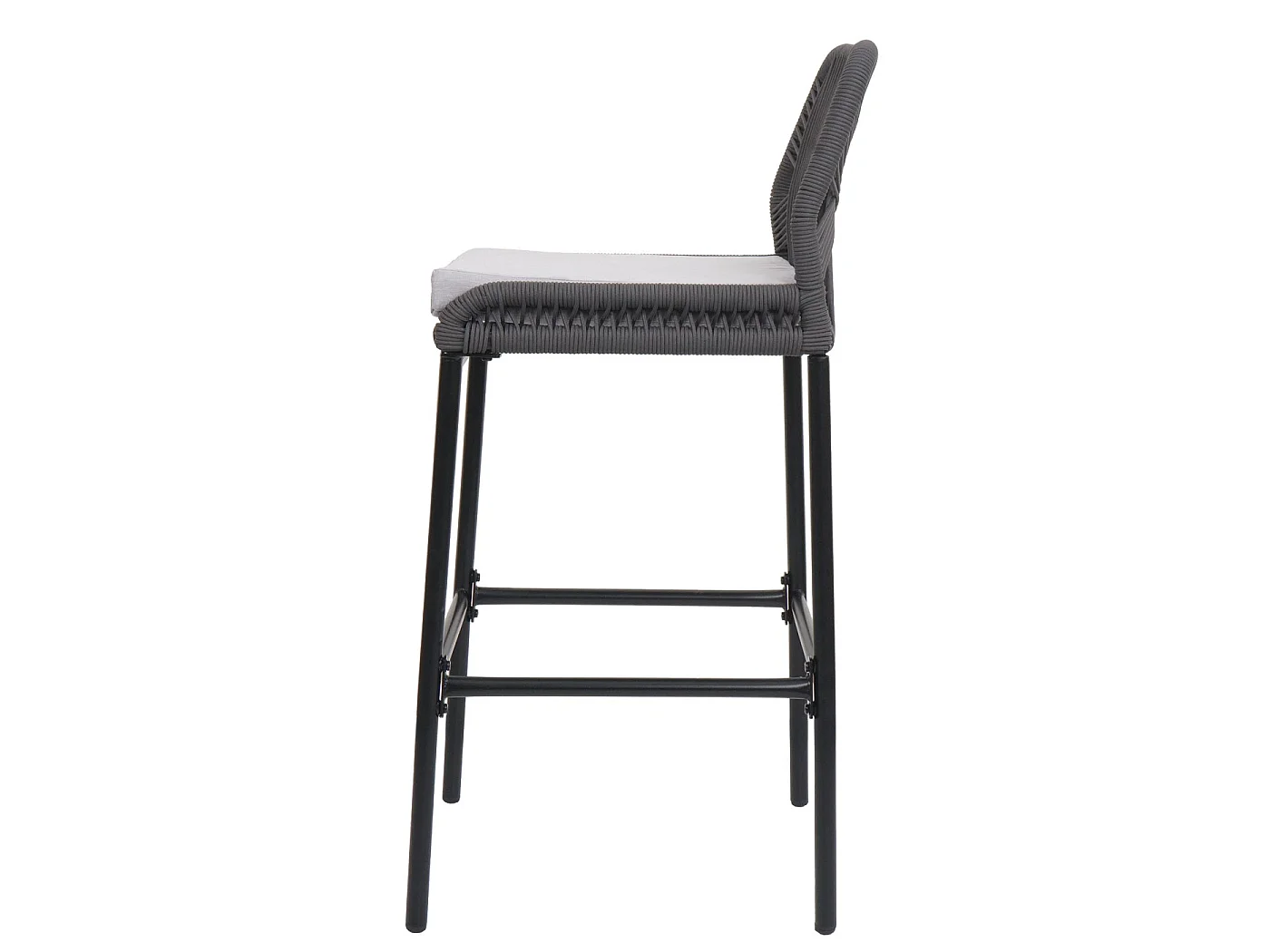 Tabouret de bar MCW-O21 (lot de 2),  anthracite, coussin gris clair