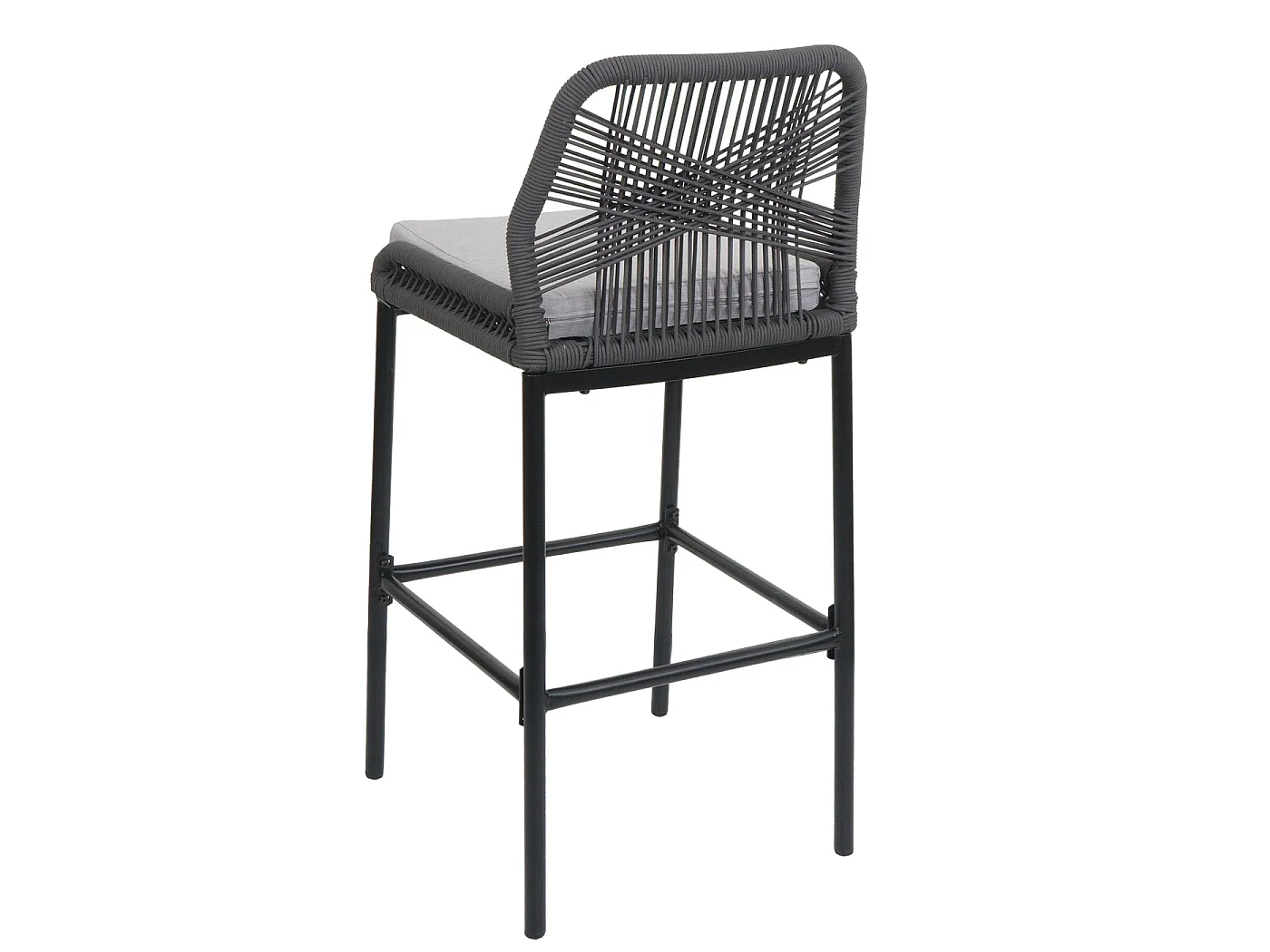 Tabouret de bar MCW-O21 (lot de 2),  anthracite, coussin gris clair