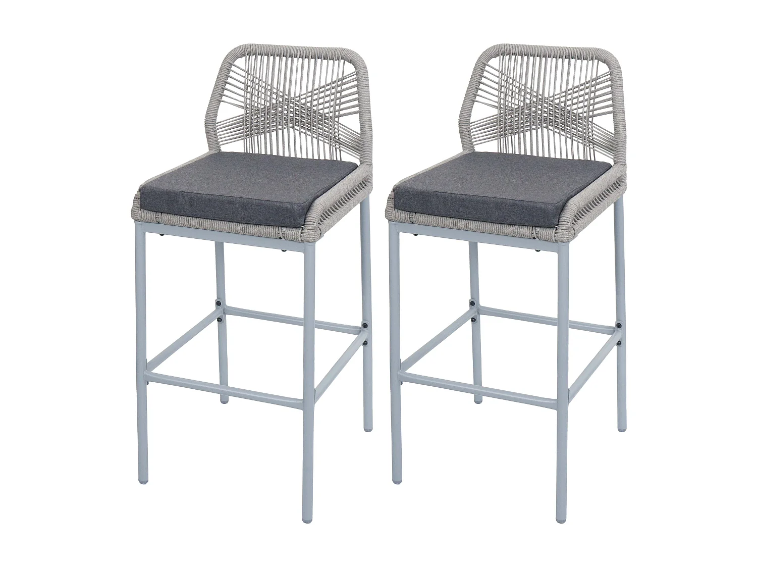 Tabouret de bar MCW-O21 (lot de 2),  gris clair, coussin gris foncé