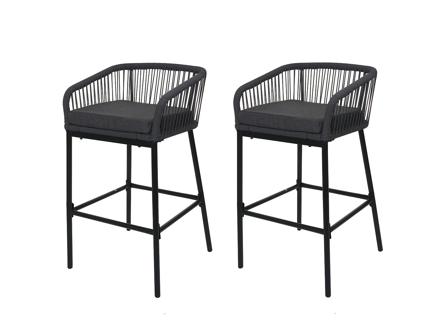 Stołek barowy MCW-O22 (zestaw 2 szt.),  antracyt, poduszka ciemnoszara