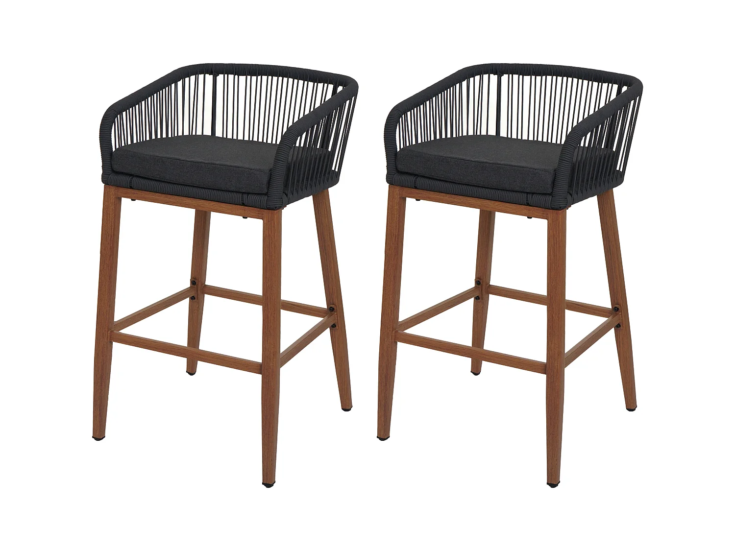Barhocker MCW-O22 (2er-Set), Anthrazit, Kissen dunkelgrau