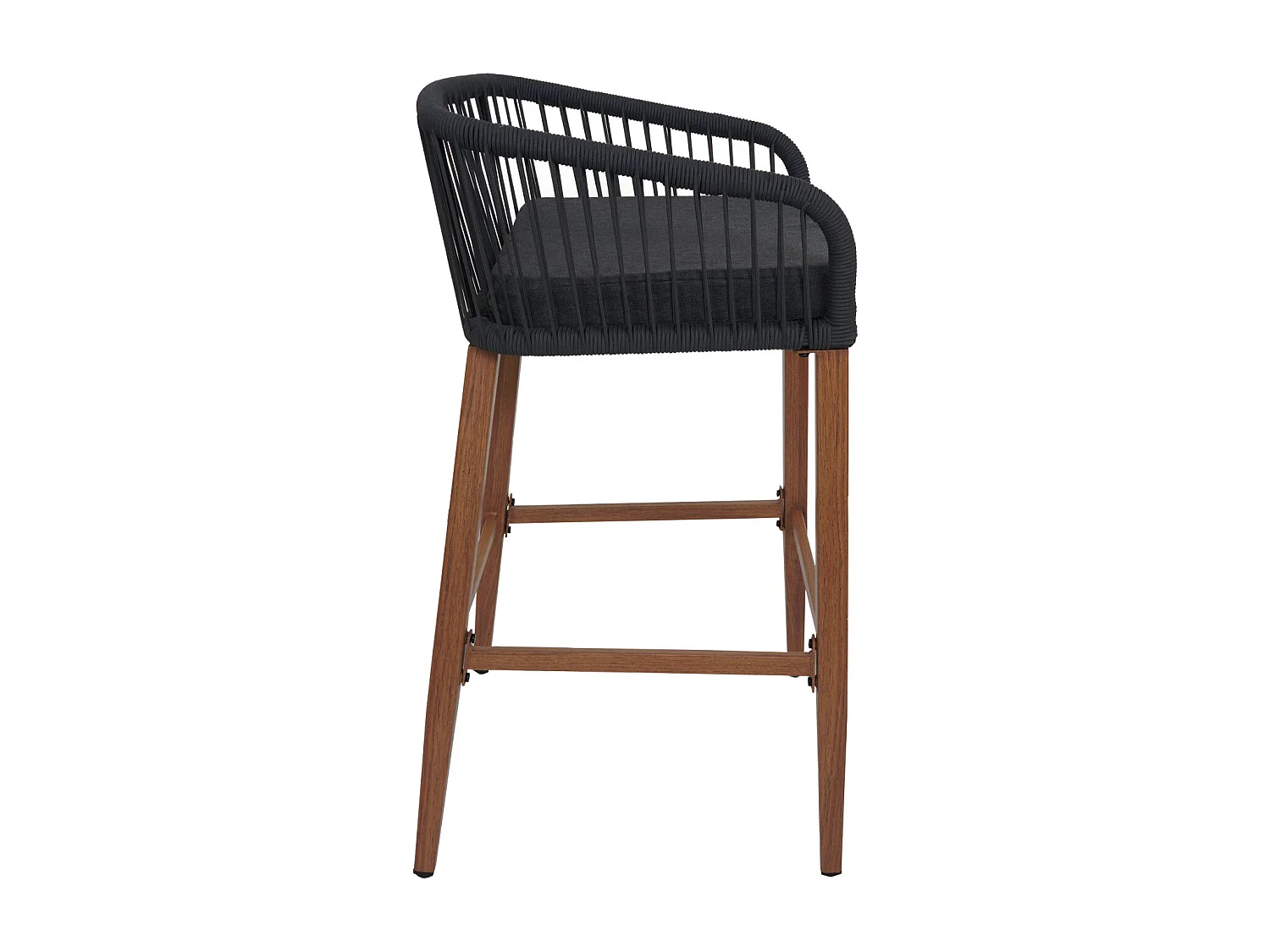 Tabouret de bar MCW-O22 (lot de 2),  anthracite, coussin gris foncé