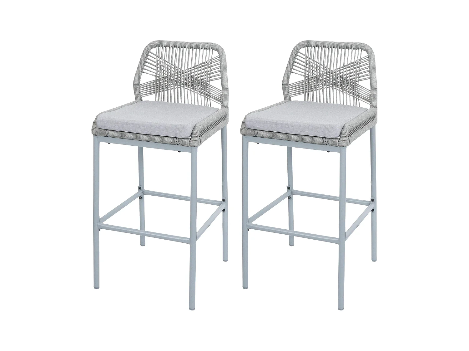 Barhocker MCW-O21 (2er-Set), Hellgrau, Kissen hellgrau