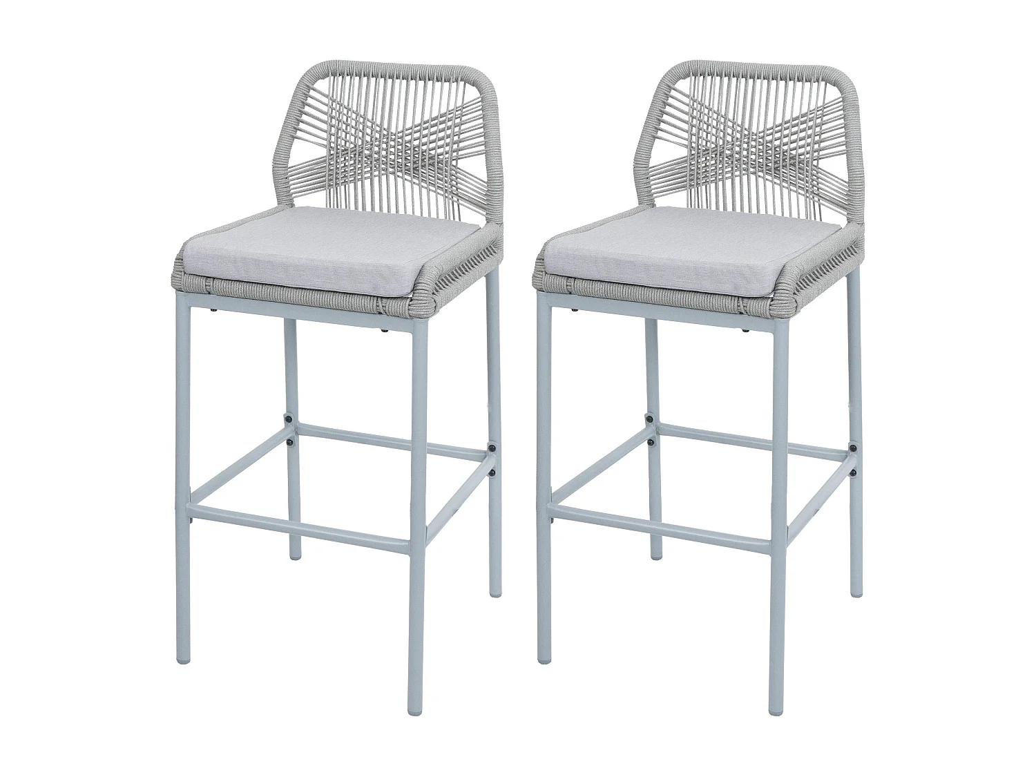 Tabouret de bar MCW-O21 (lot de 2),  gris clair, coussin gris clair