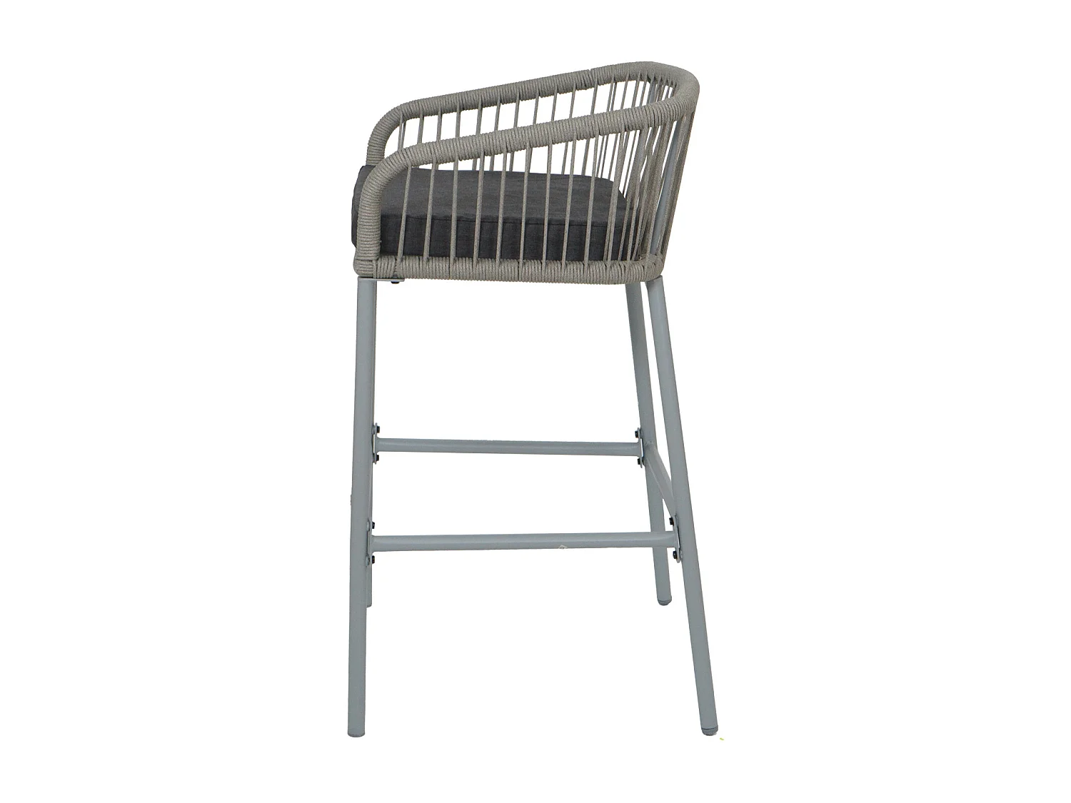 Barhocker MCW-O22 (2er-Set), Hellgrau, Kissen dunkelgrau