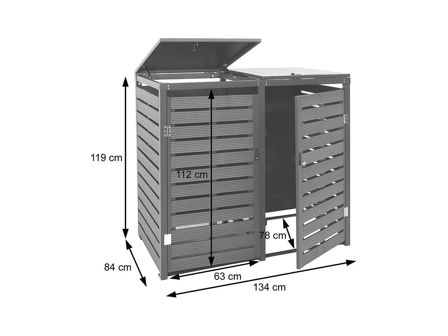 2er Mülltonnenverkleidung MCW-K14, Teak-Optik
